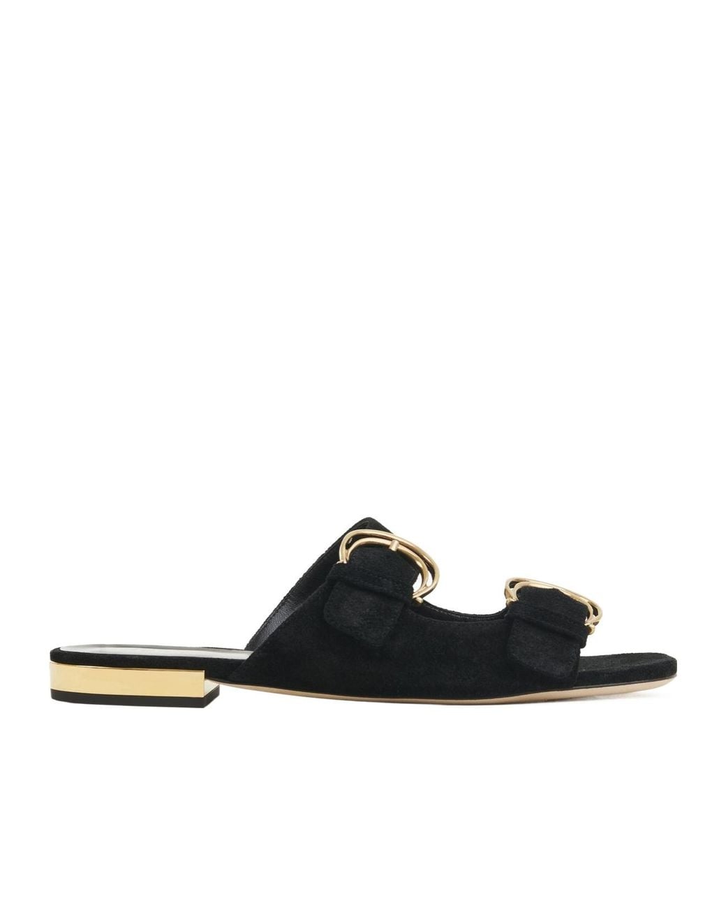 Chloé Black Chloé Alizè Double C Buckle Flat Sandals