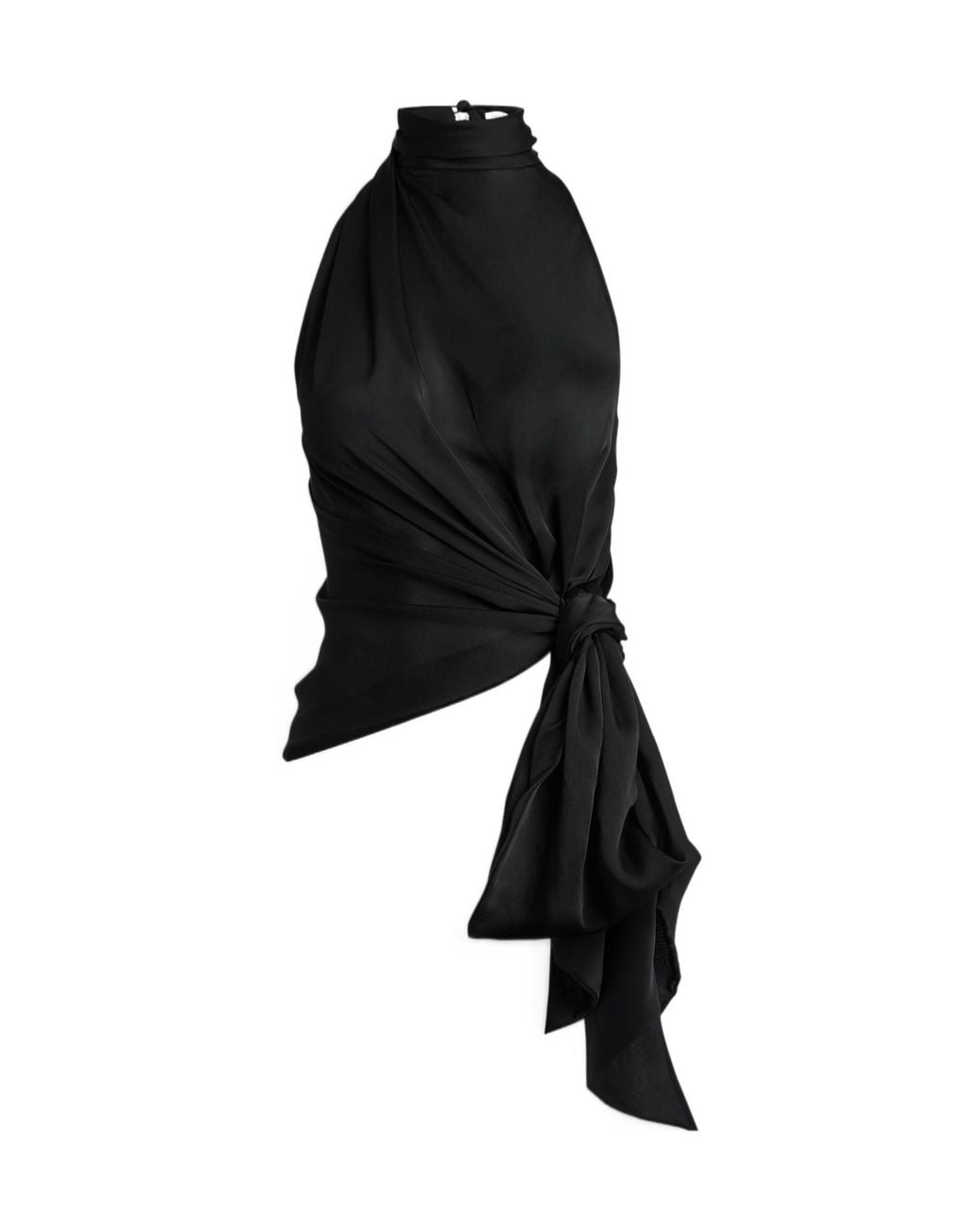 Balmain Black Open-Back Draped Blouse