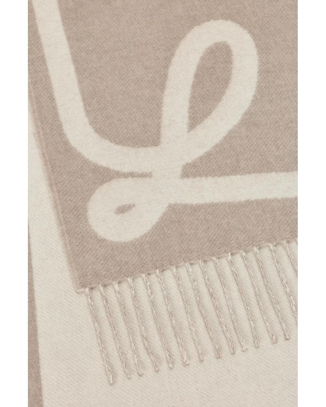 Loewe White Fringed Edge Scarf