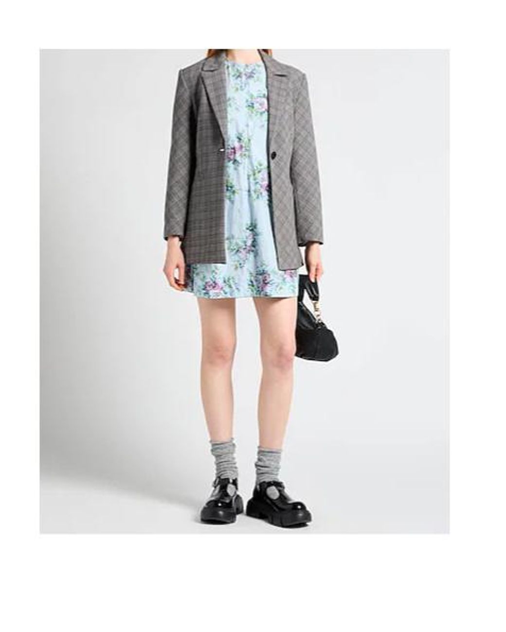 Ganni Gray Single-Breasted Suit Jacket
