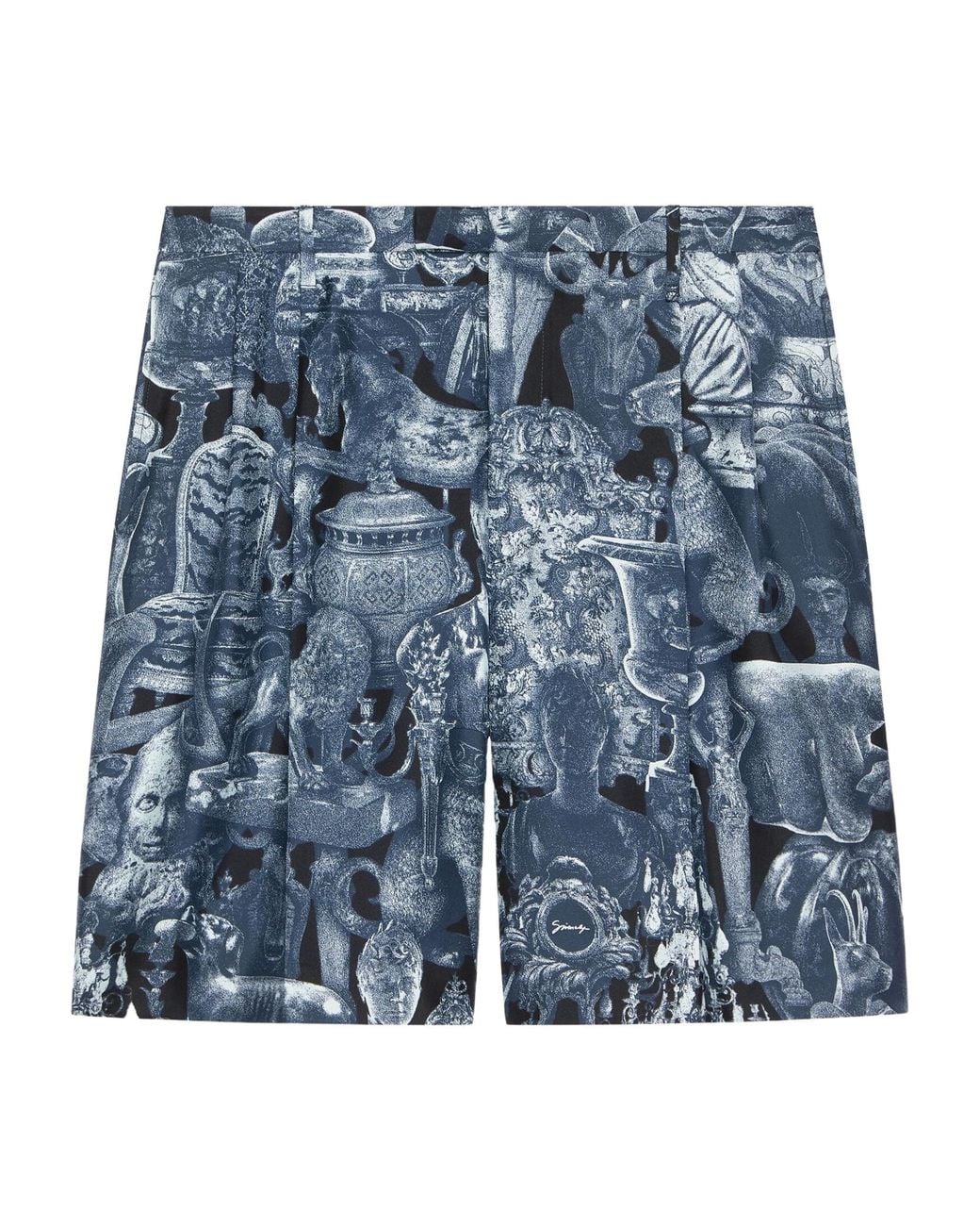 Givenchy Blue Silk Pleated Hubert Objects Shorts for men