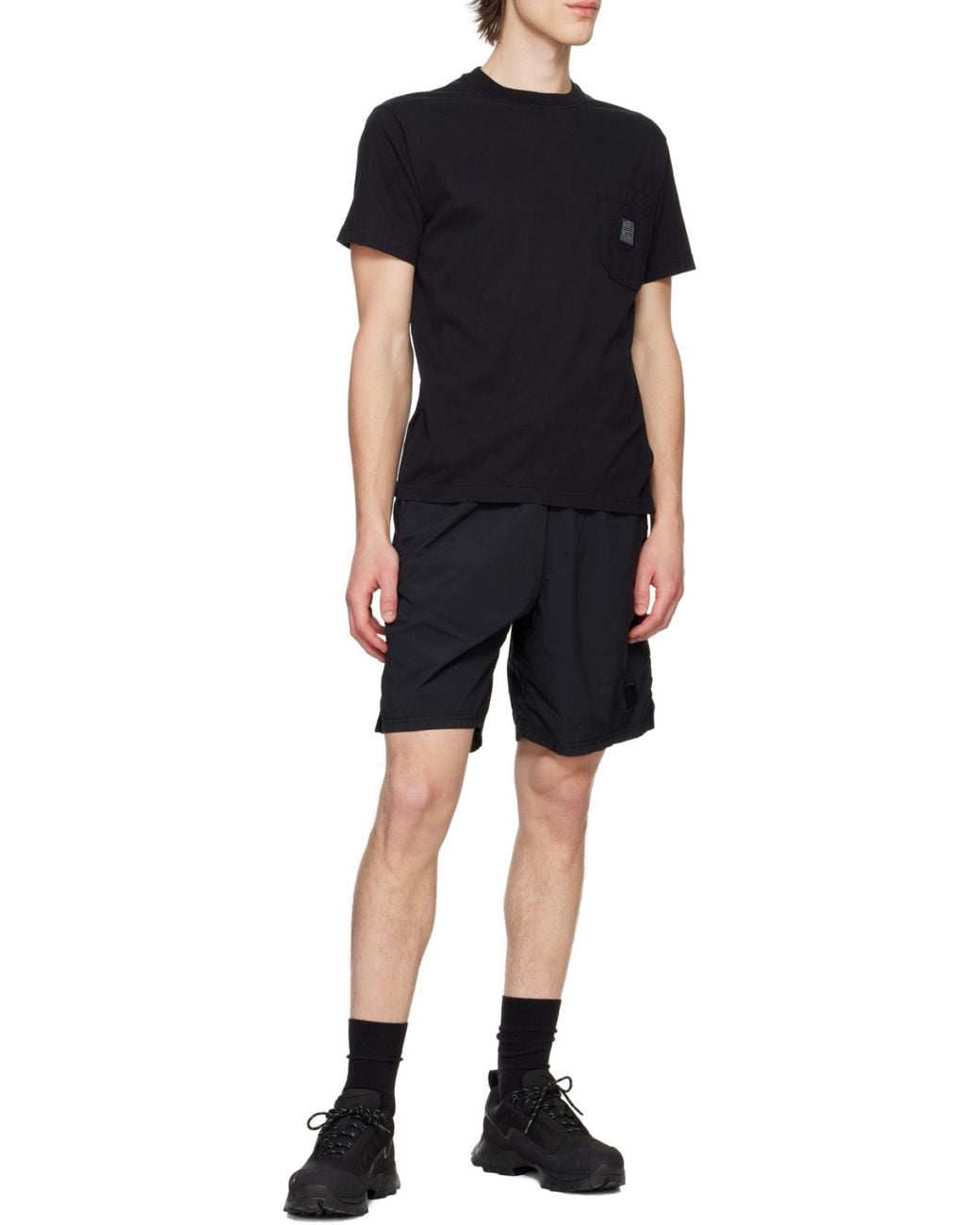 Stone Island Black Compass Patch Crewneck T-Shirt for men
