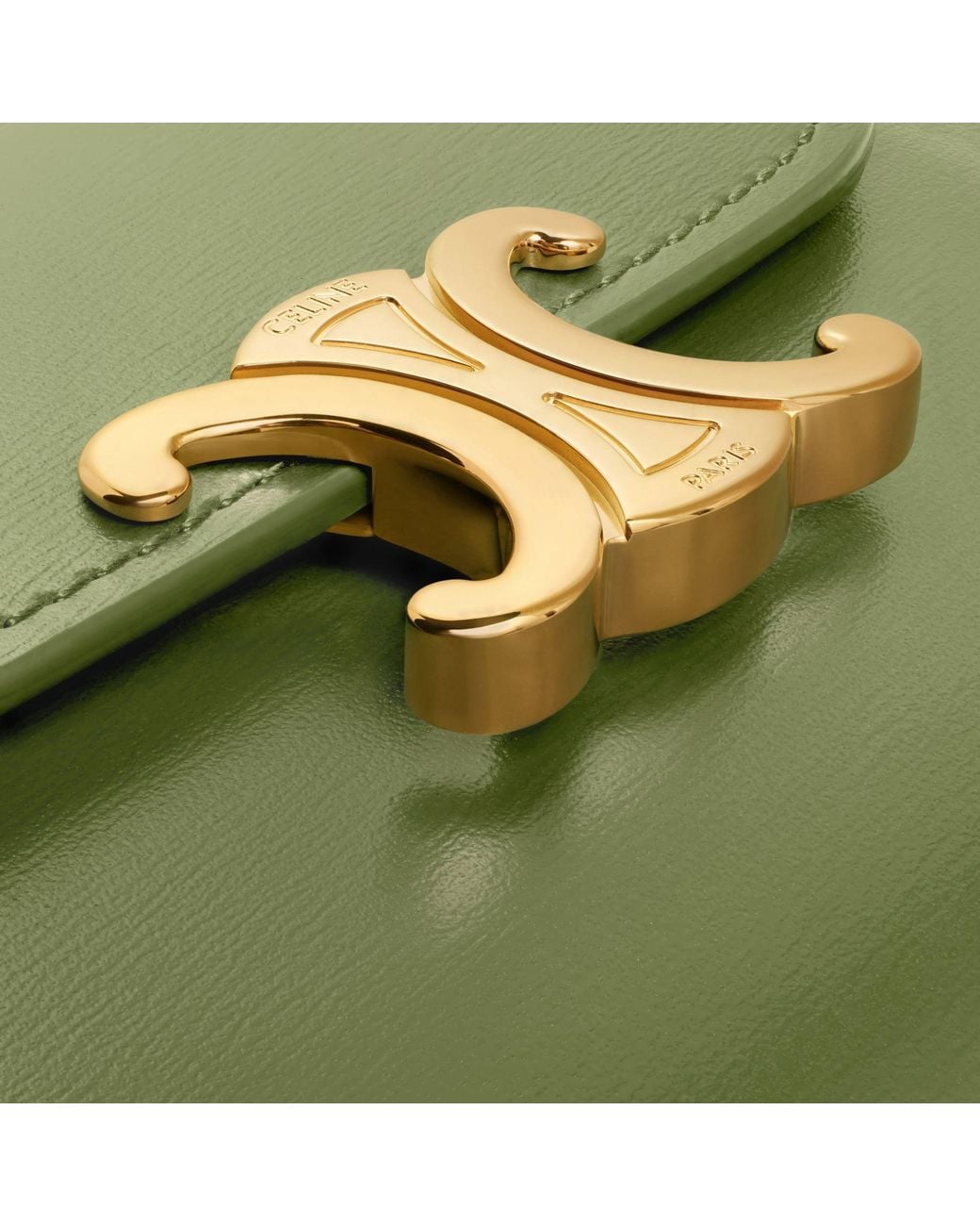 Céline Green Small Flap Wallet Triomphe