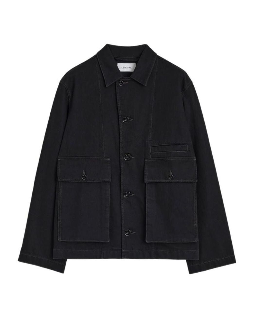 Lemaire Black Boxy Single Breasted Denim Jacket for men
