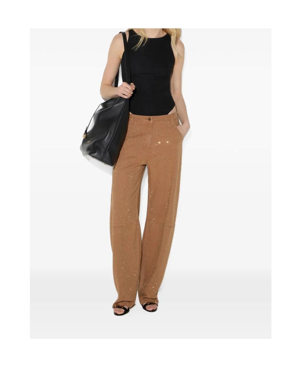 Elisabetta Franchi Black Logo-Plaque Sleeveless Bodysuit