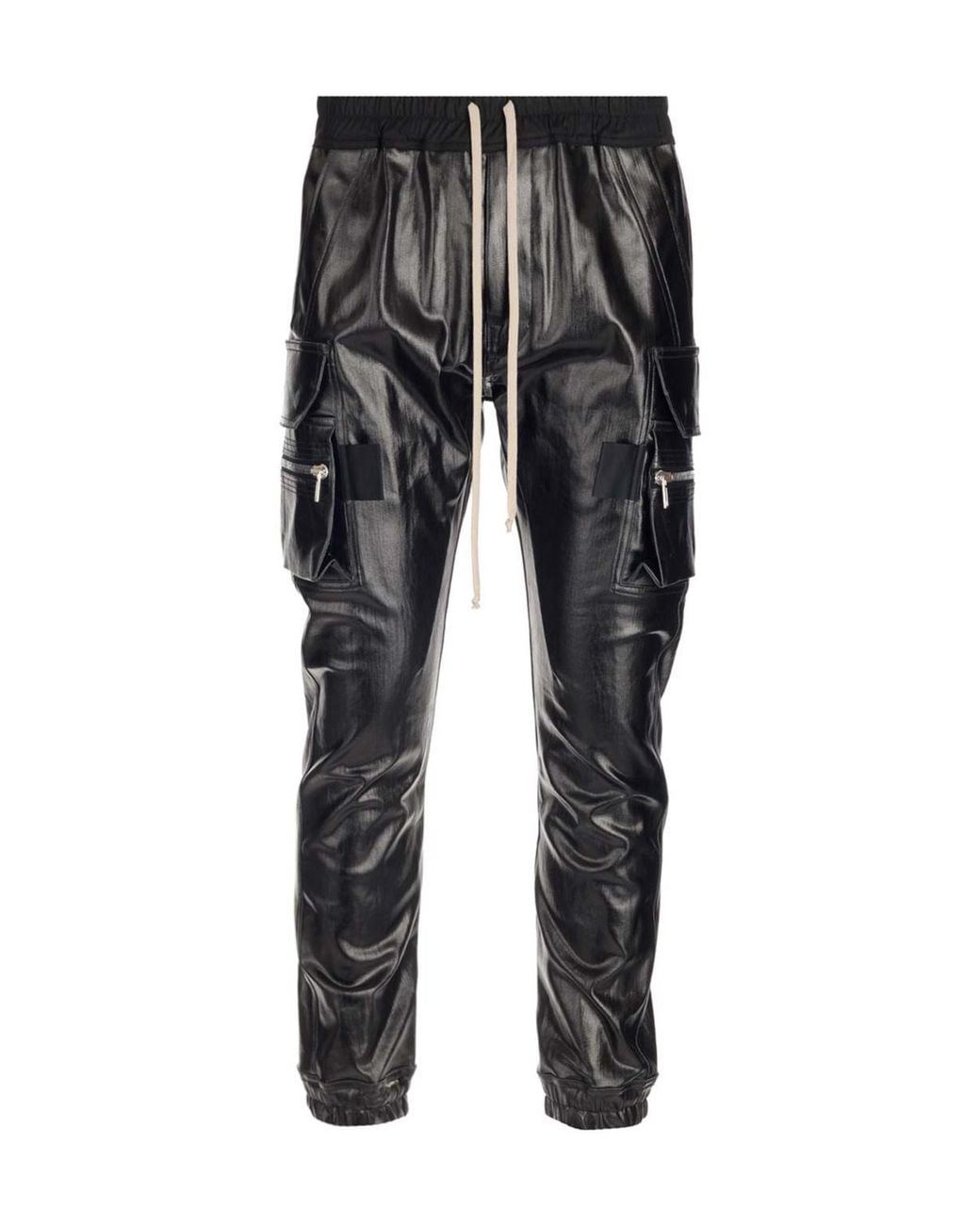 Rick Owens Black Elasticated Cargo Pants for men