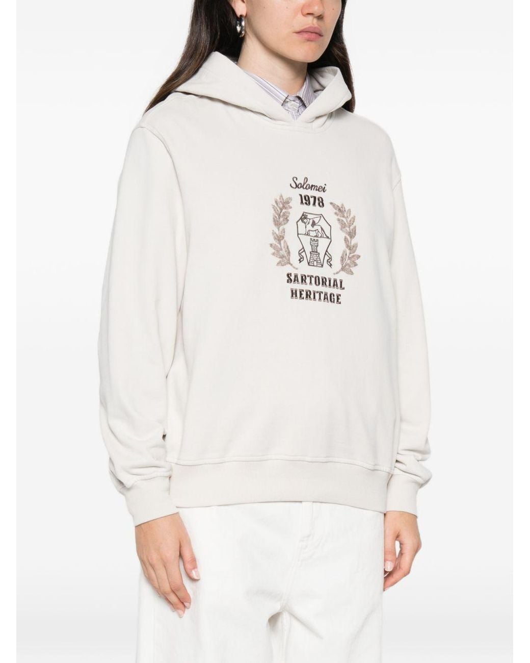 Brunello Cucinelli White Logo-Embroidered Sequin-Embellished Hoodie