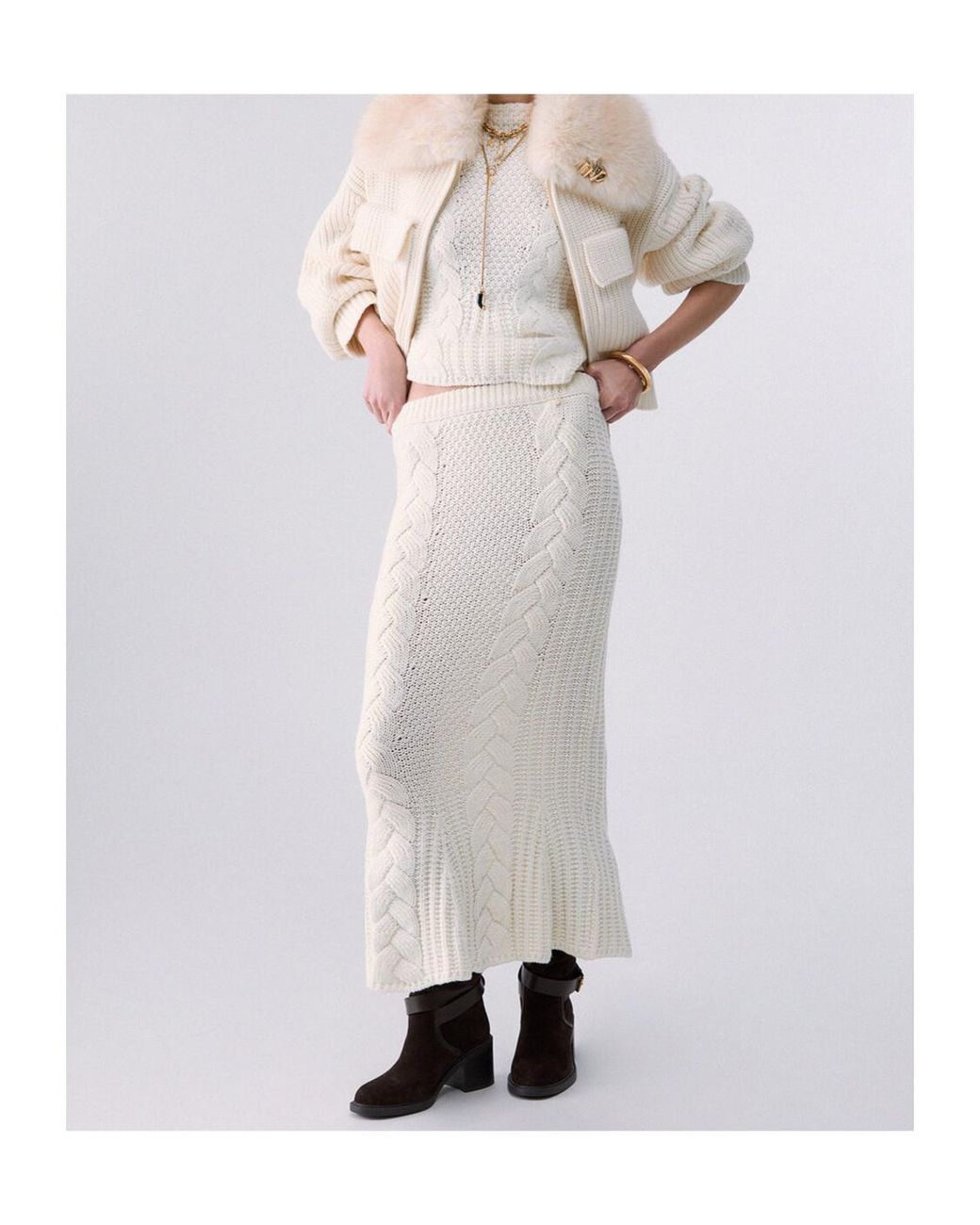 Liu Jo White Wool Bomber Jacket