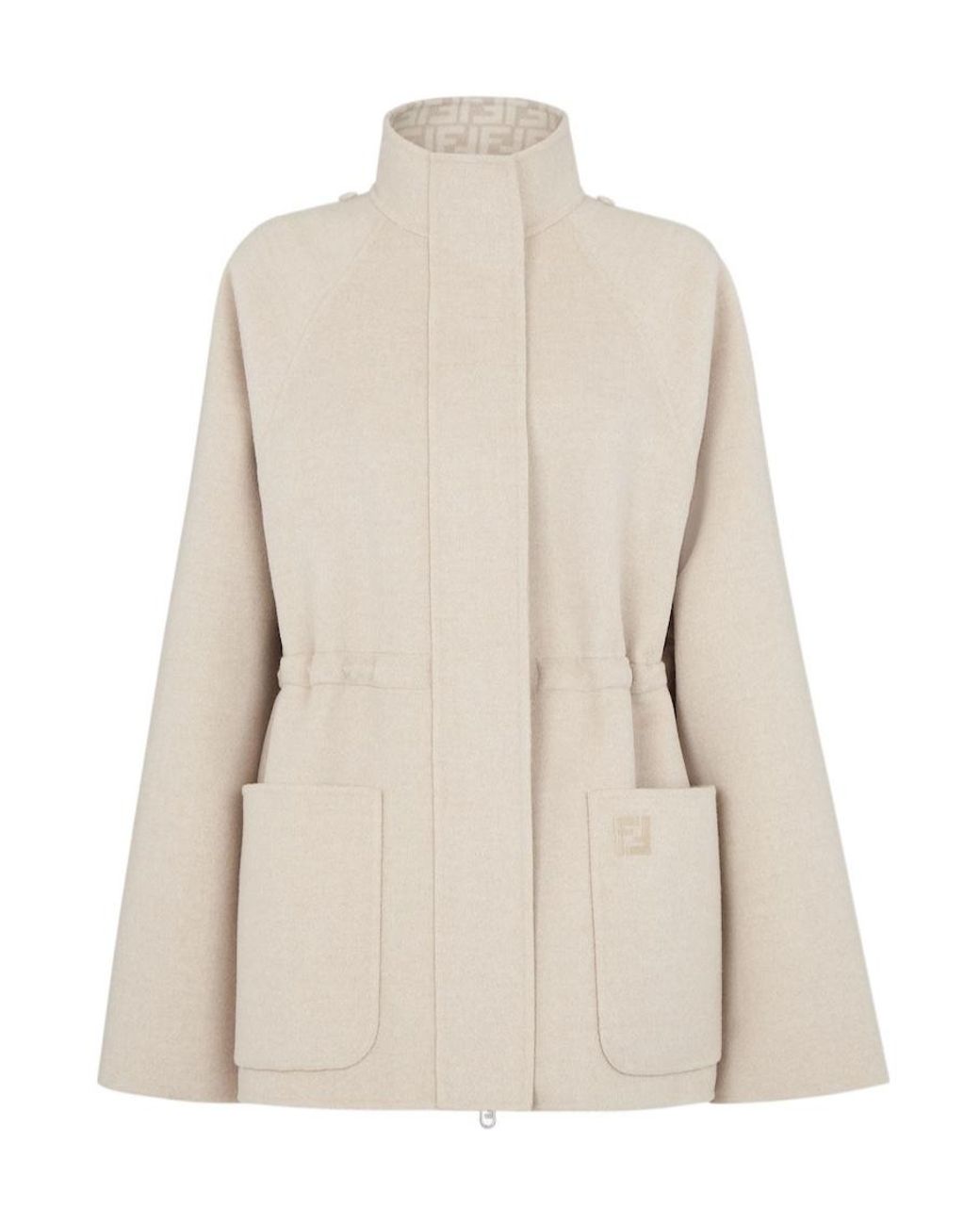 Fendi Natural Ff Motif Hooded Jacket