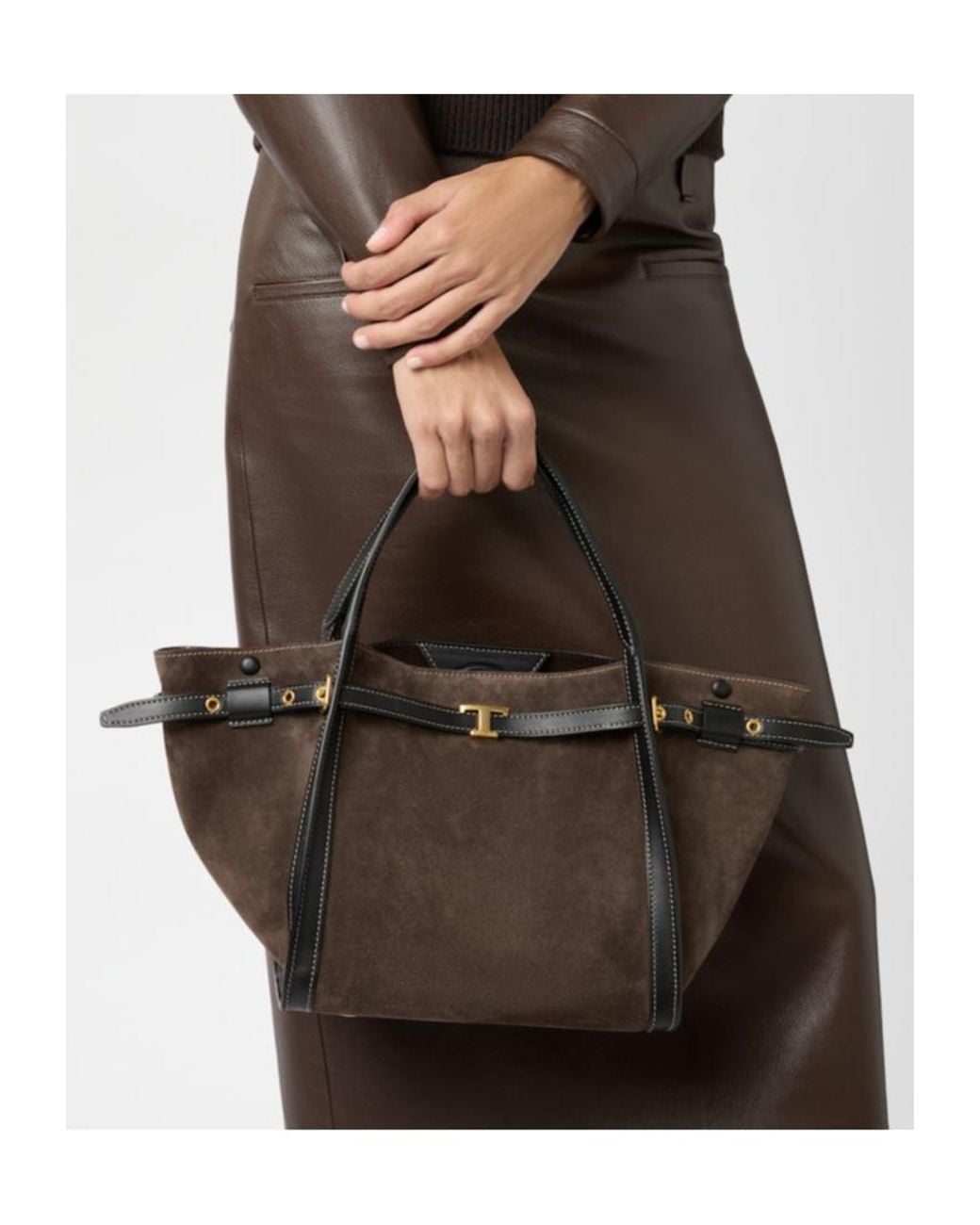 Tod's Brown Tim Small Suede Tote Bag