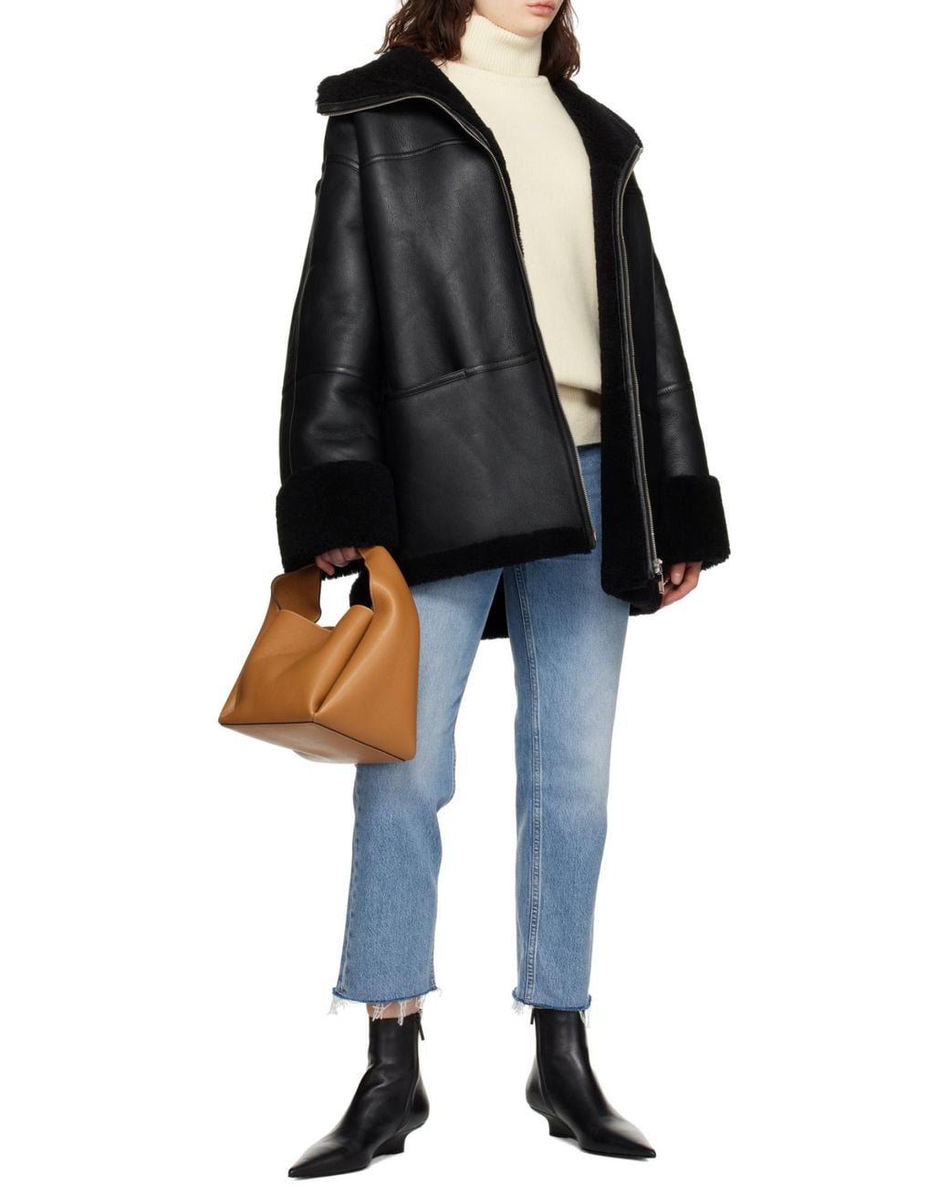 Totême Black Totême Trim Detailed Zip-Up Jacket
