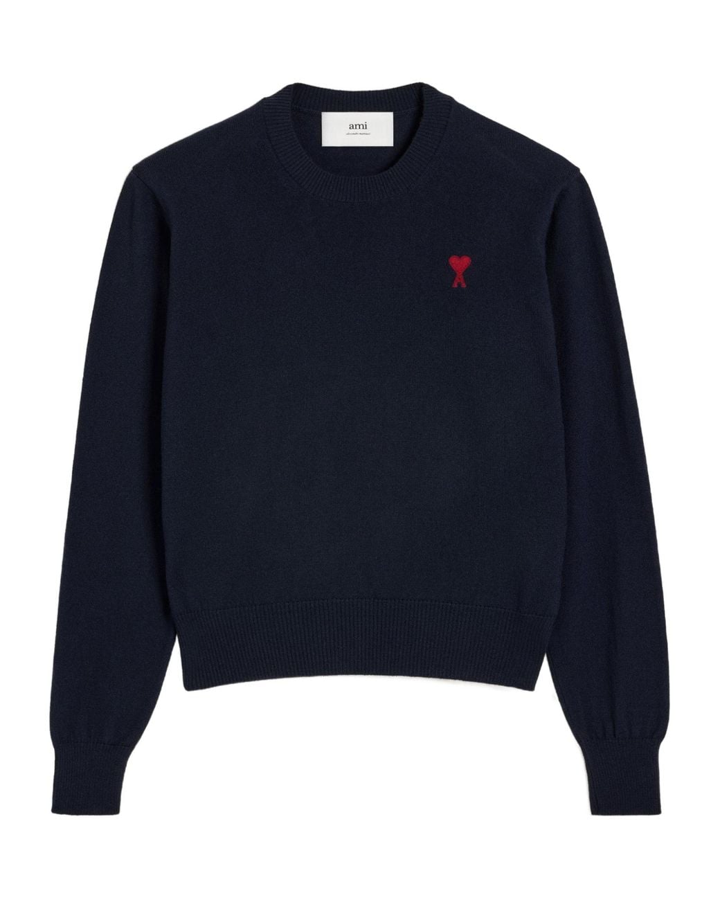 AMI Blue Ami De Coeur Logo Embroidered Knit Jumper