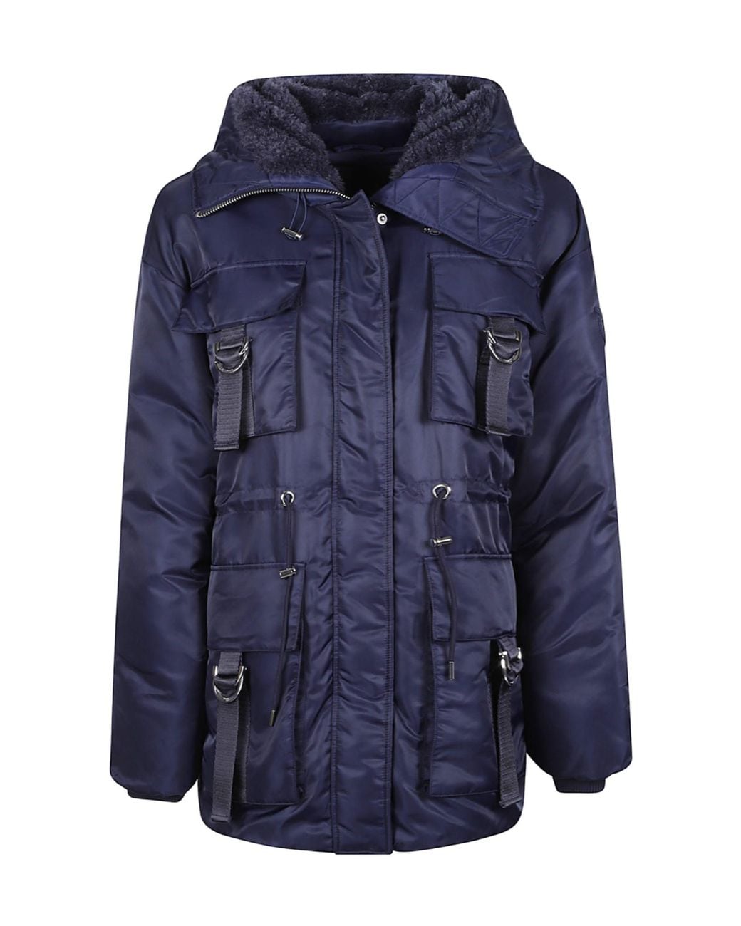 Pinko Blue Passito Buckle-Detail Down Coat