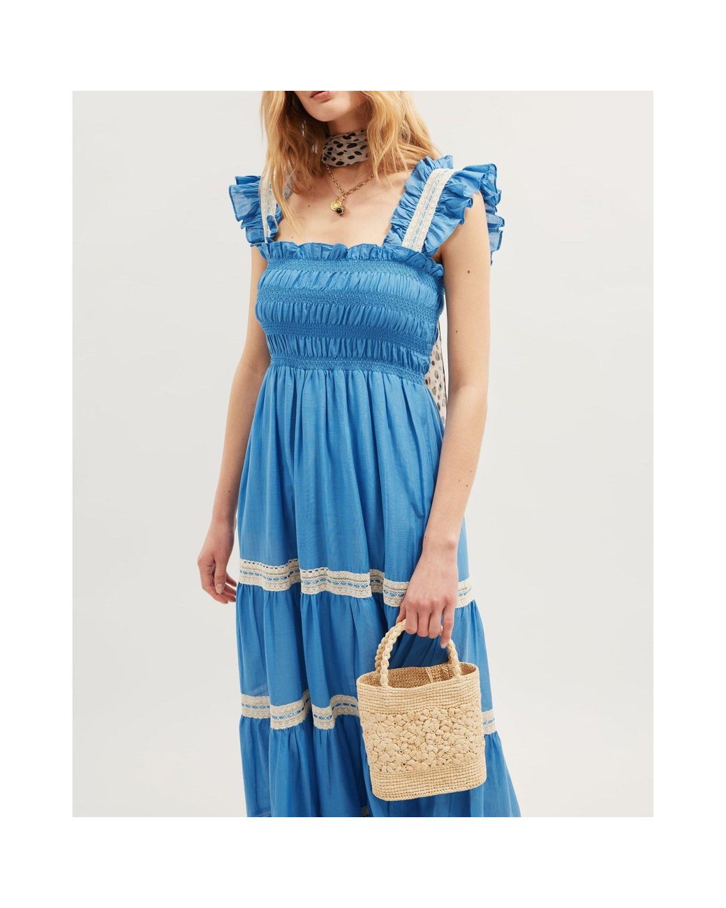 Rixo Blue Aubrie Boho Dress