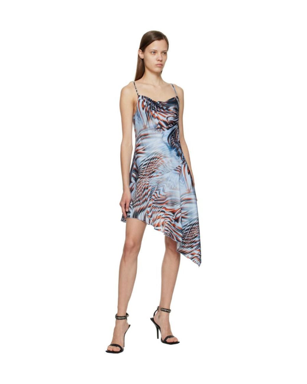DIESEL Blue Allover Printed Asymmetric Dress