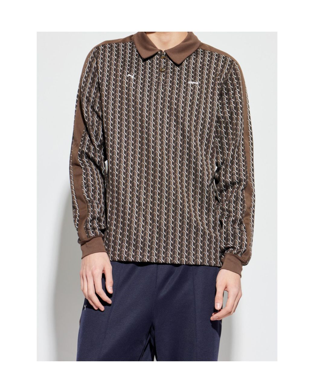 PUMA Brown X Jjjjound T7 Longsleeve Polo Shirt for men