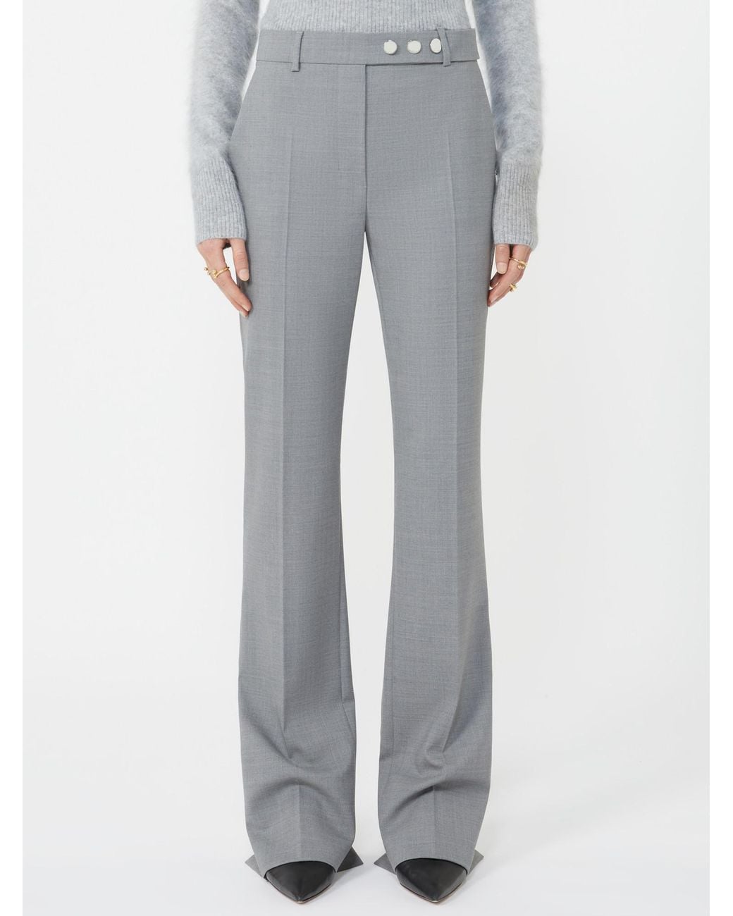 Sportmax Gray Button-Detail Trousers