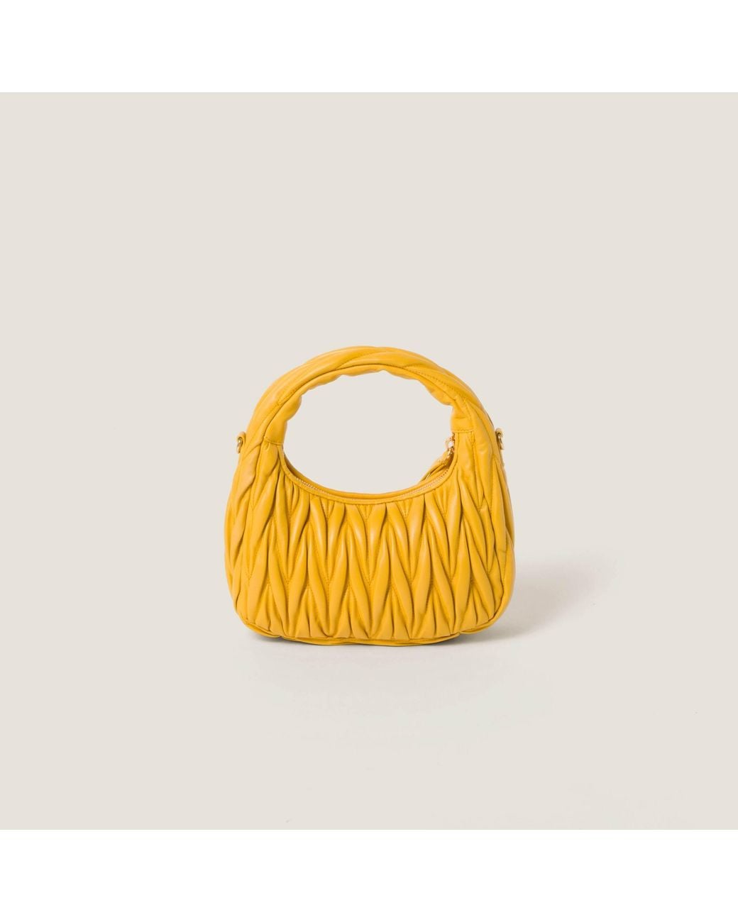 Miu Miu Yellow Wander Matelassé Nappa Leather Hobo Bag