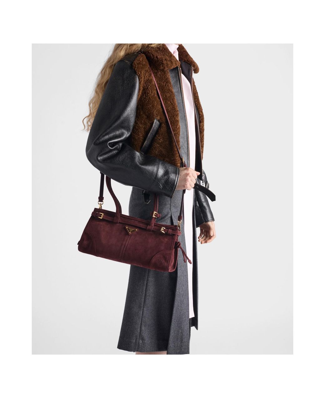 Prada Red Bonnie Medium Suede Handbag