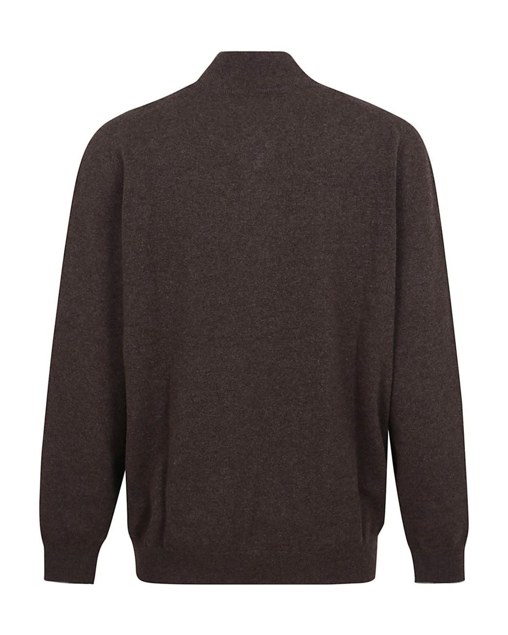 Brunello Cucinelli Gray Funnel-Neck Knitted Polo Shirt for men