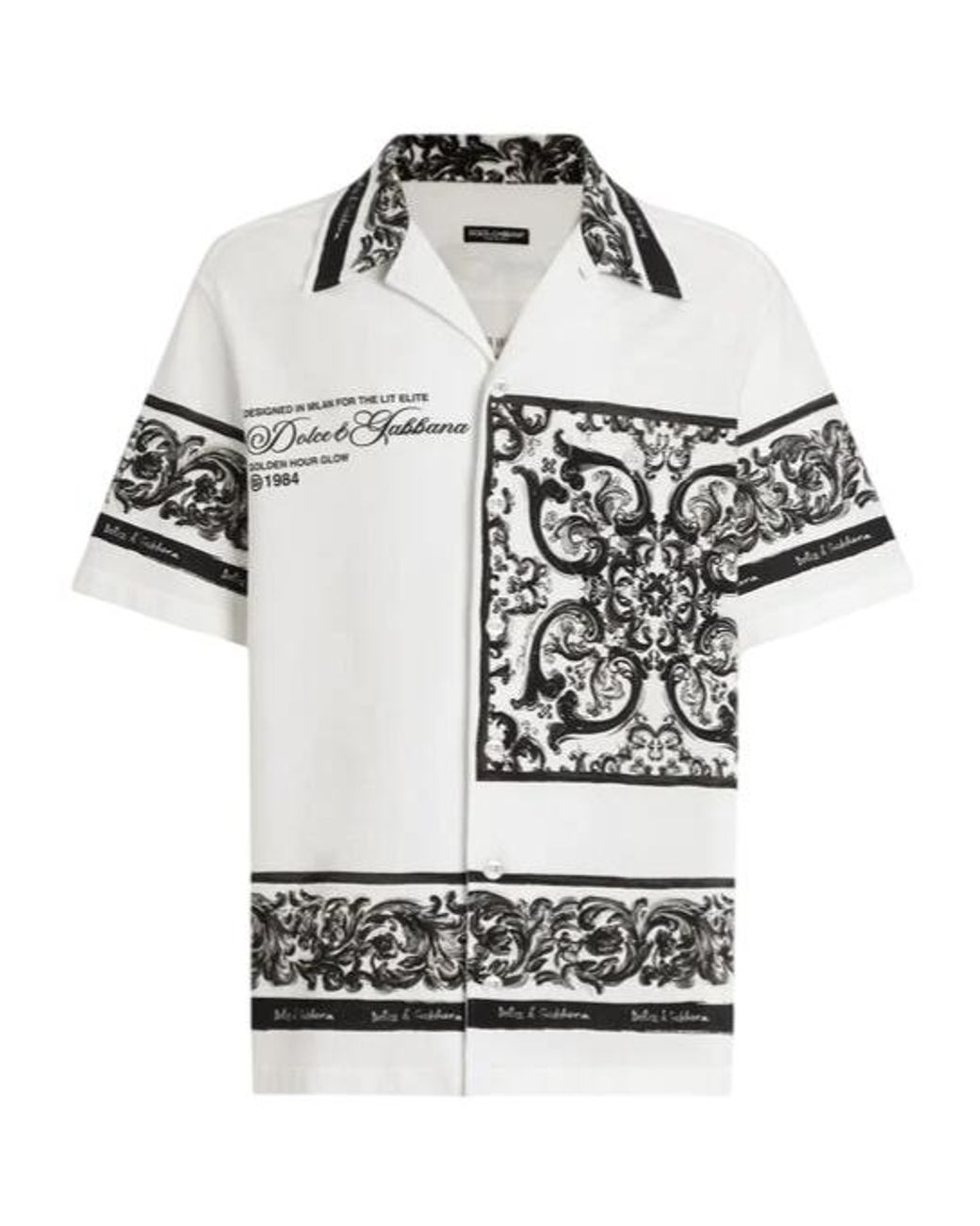 Dolce & Gabbana White Shirt With "Majolica" Print for men