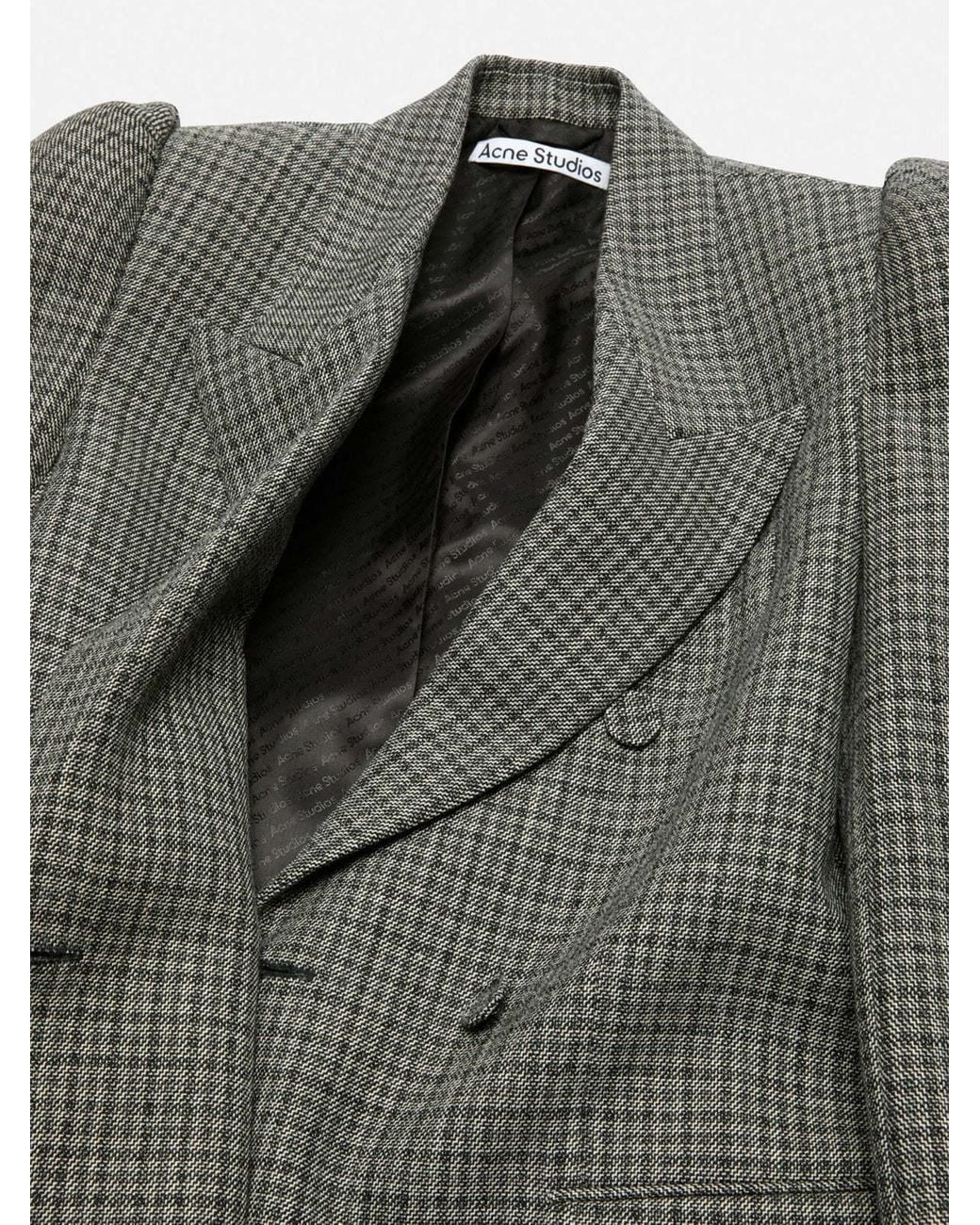 Acne Gray Houndstooth Double-Breasted Blazer