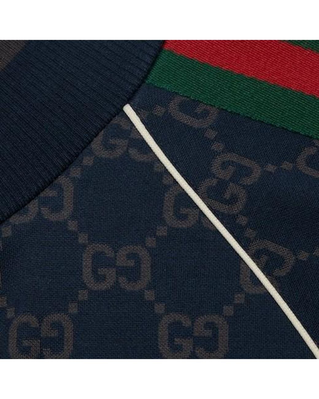 Gucci Blue Monogrammed Zip-Up Sweatshirt for men