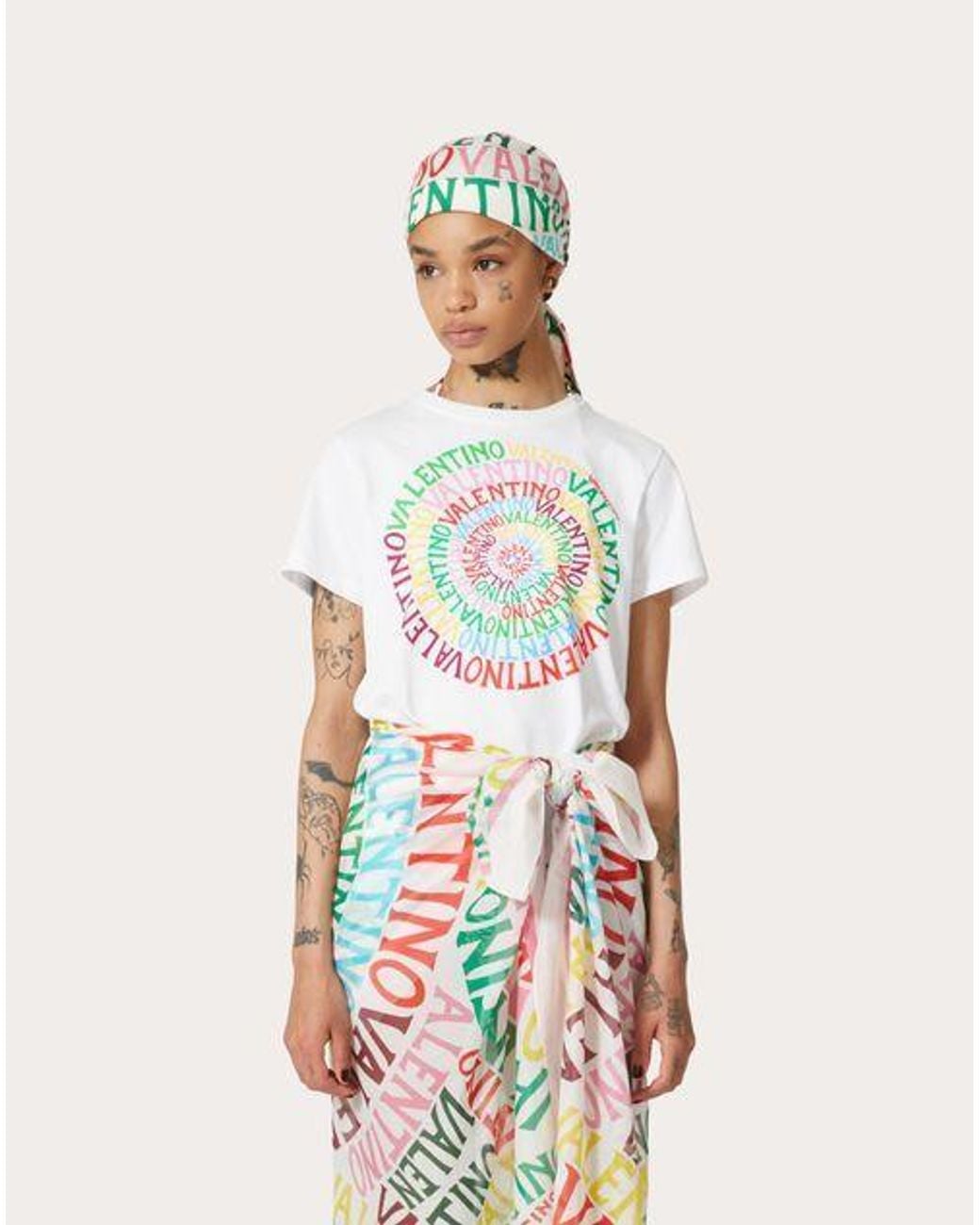 Valentino White Logo Ring Jersey T-Shirt