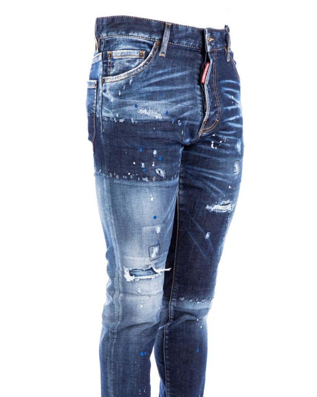 DSquared² Blue Mid-Rise Distressed Skinny Jeans for men