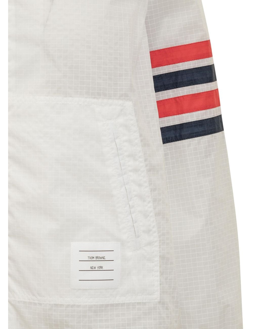 Thom Browne White 4-Bar Stripe Detailed Hooded Jacket
