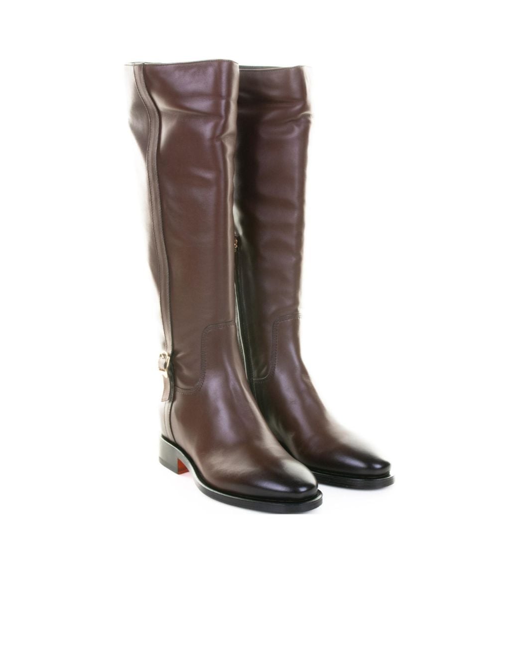 Santoni Brown Buckle Detail Boots