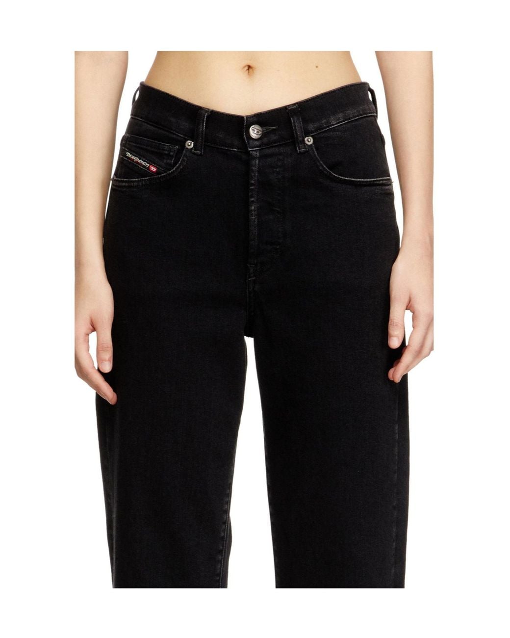 DIESEL Black Solid Color Straight Leg Jeans