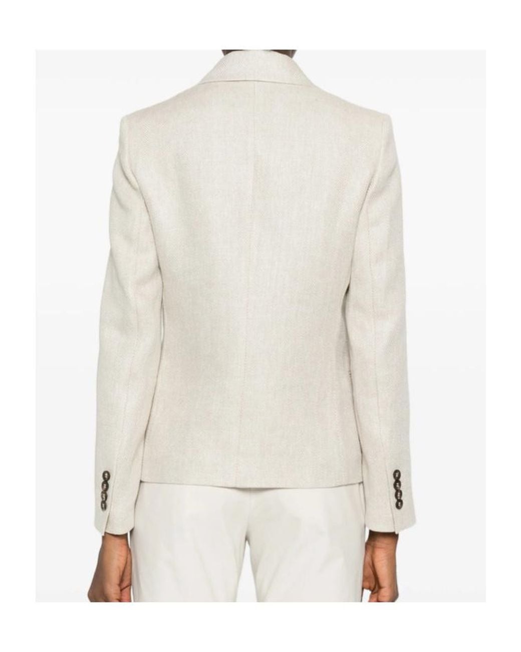 Brunello Cucinelli White Collared Button-Up Jacket