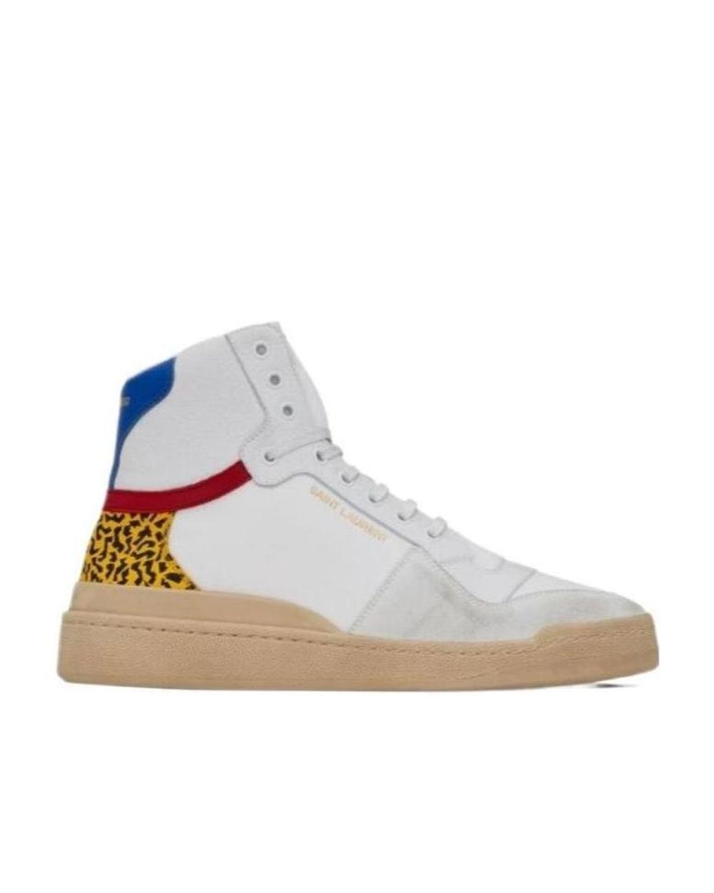 Saint Laurent White Sl-24 Mid-Top Lace-Up Sneakers for men