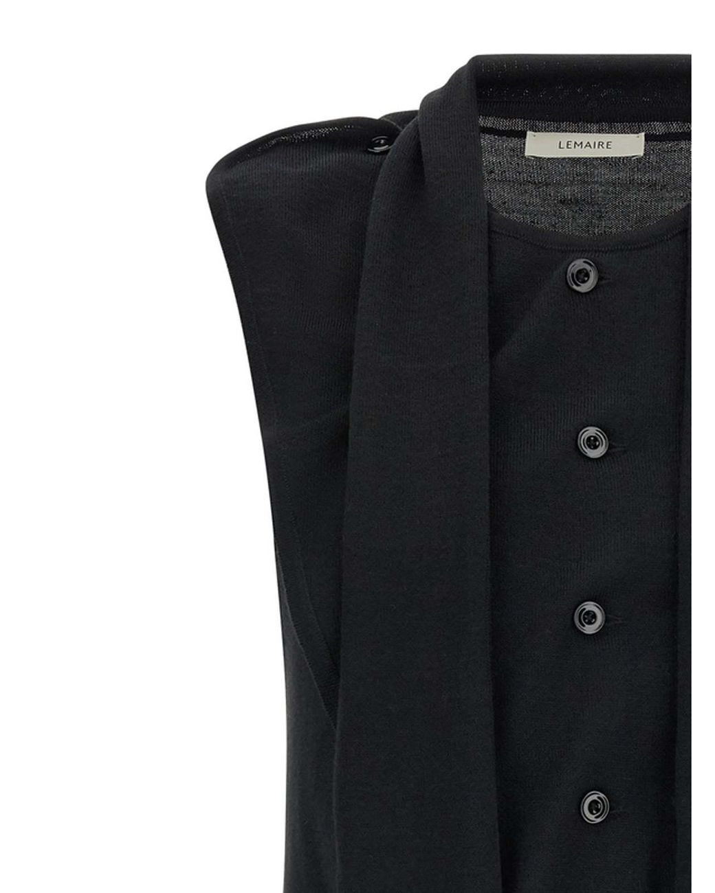 Lemaire Blue Scarf Detailed Sleeveless Cardigan