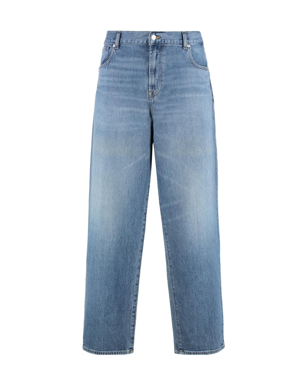 7 For All Mankind Blue Mid-Rise Straight-Leg Jeans for men