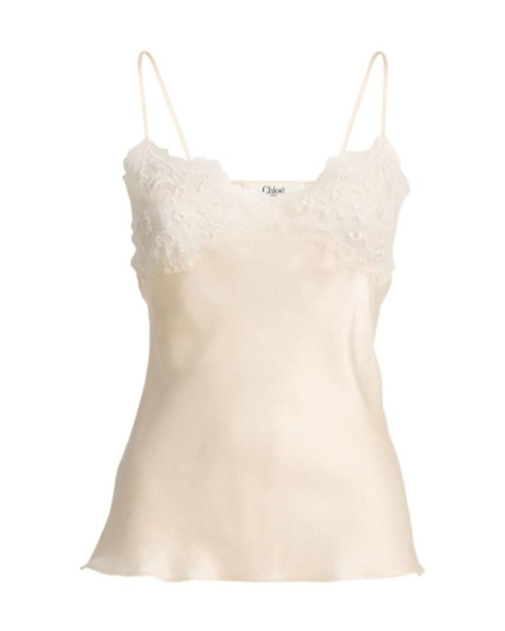 Chloé Natural Ruffled Silk Top