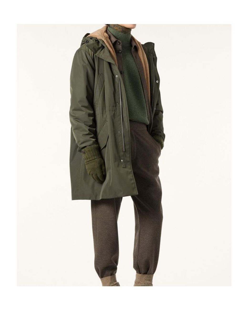 Loro Piana Green Zermatt Drawstring-Hooded Coat for men