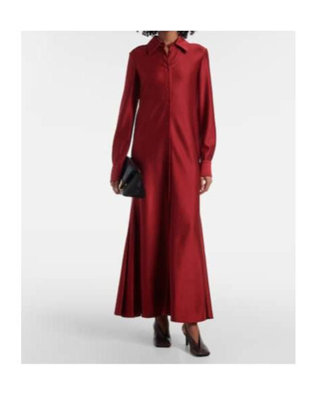 Jil Sander Red Satin Shirt Dress