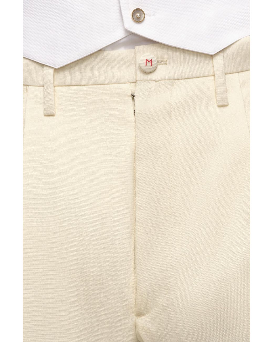 Maison Margiela White Pleated Tapered Leg Trousers for men