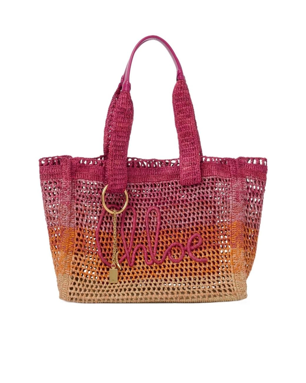 Chloé Red Chloé Summer Banana Open-Weave Tote Bag
