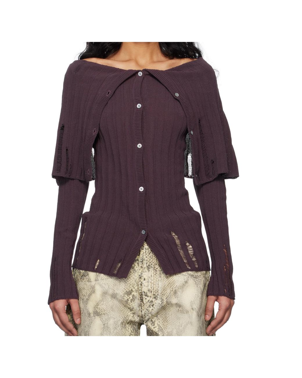 Acne Purple Rib Knitted Cardigan
