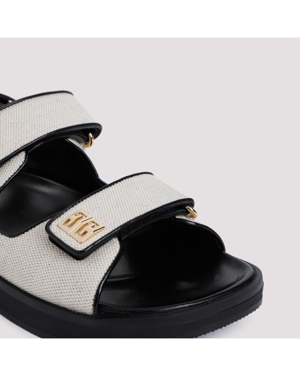 Givenchy White 4G Plaque Strap Flat Sandals