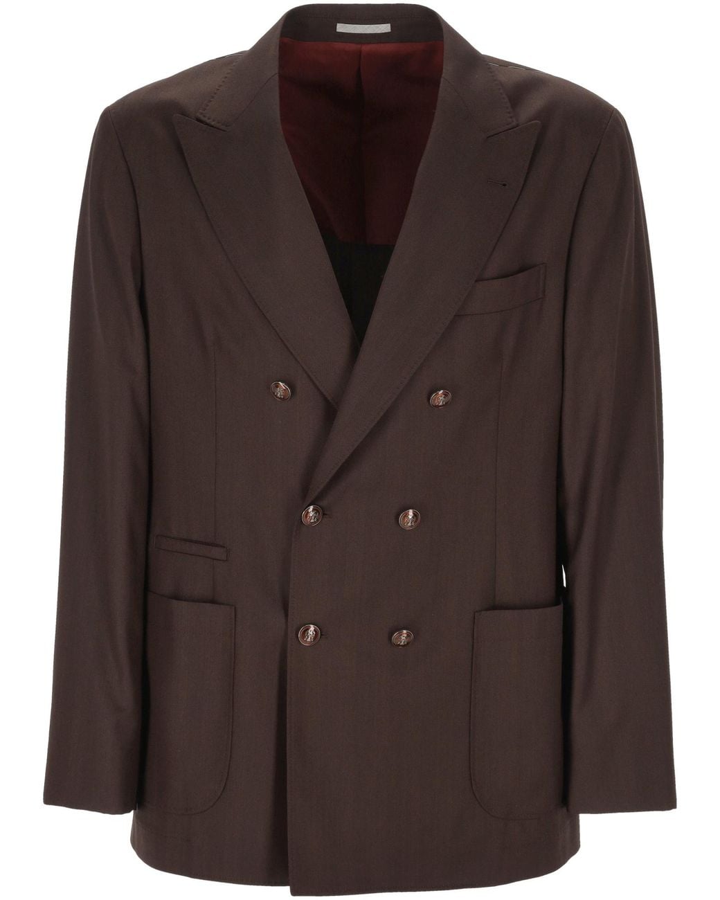Brunello Cucinelli Brown Virgin-Wool Blazer for men