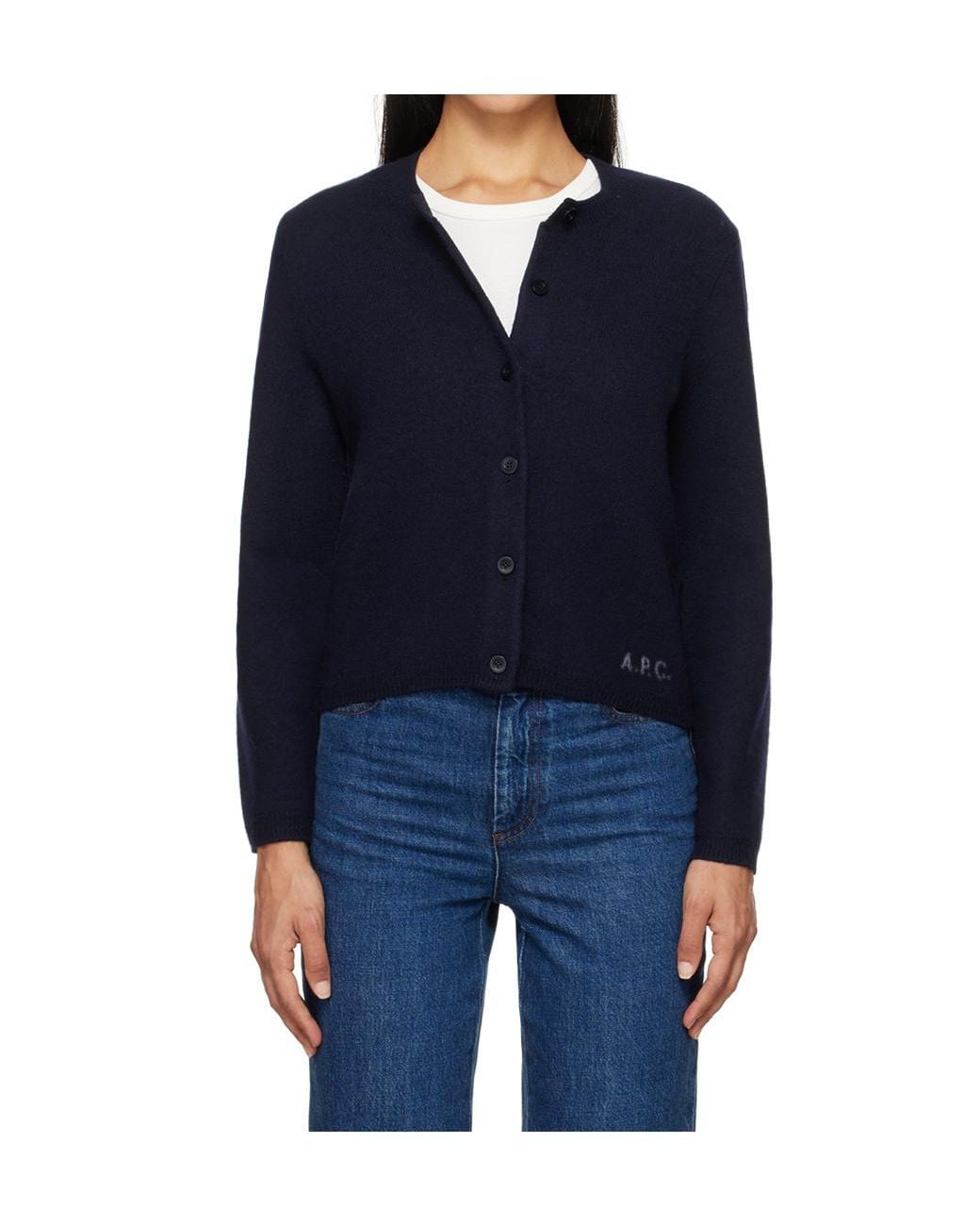 A.P.C. Blue Mila Button-Up Knitted Cardigan
