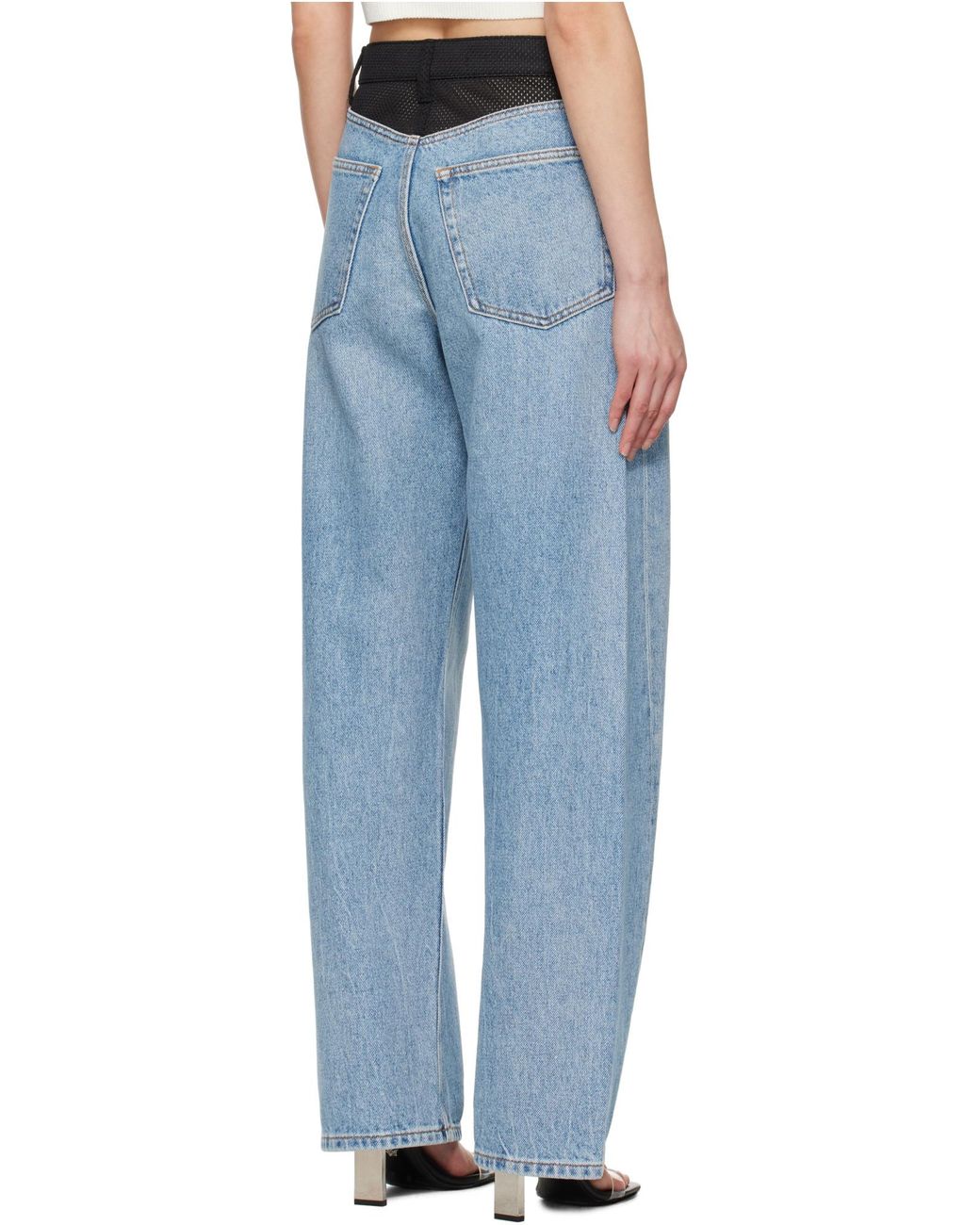 Alexander Wang Blue Mesh Back Wide-Leg Jeans