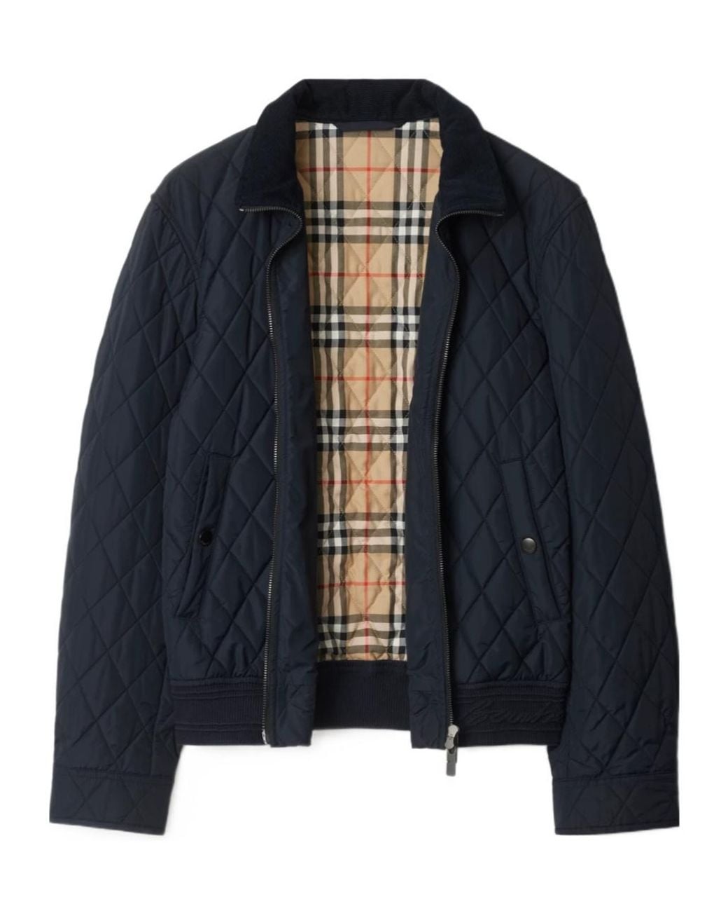 Burberry Blue Quilted Zip-Up Jacket for men
