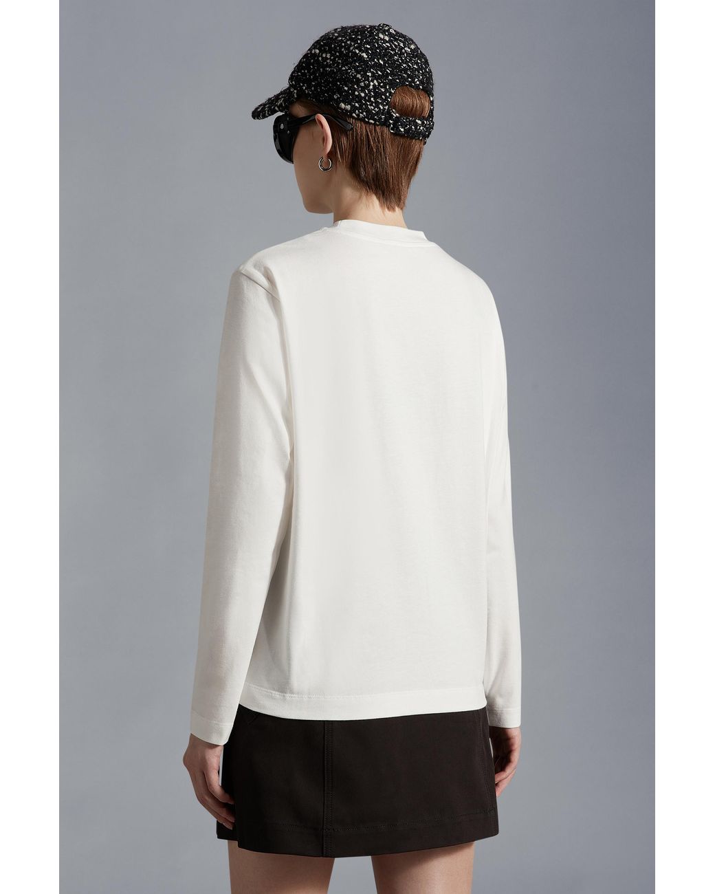 Moncler White Logo Long Sleeve T-Shirt
