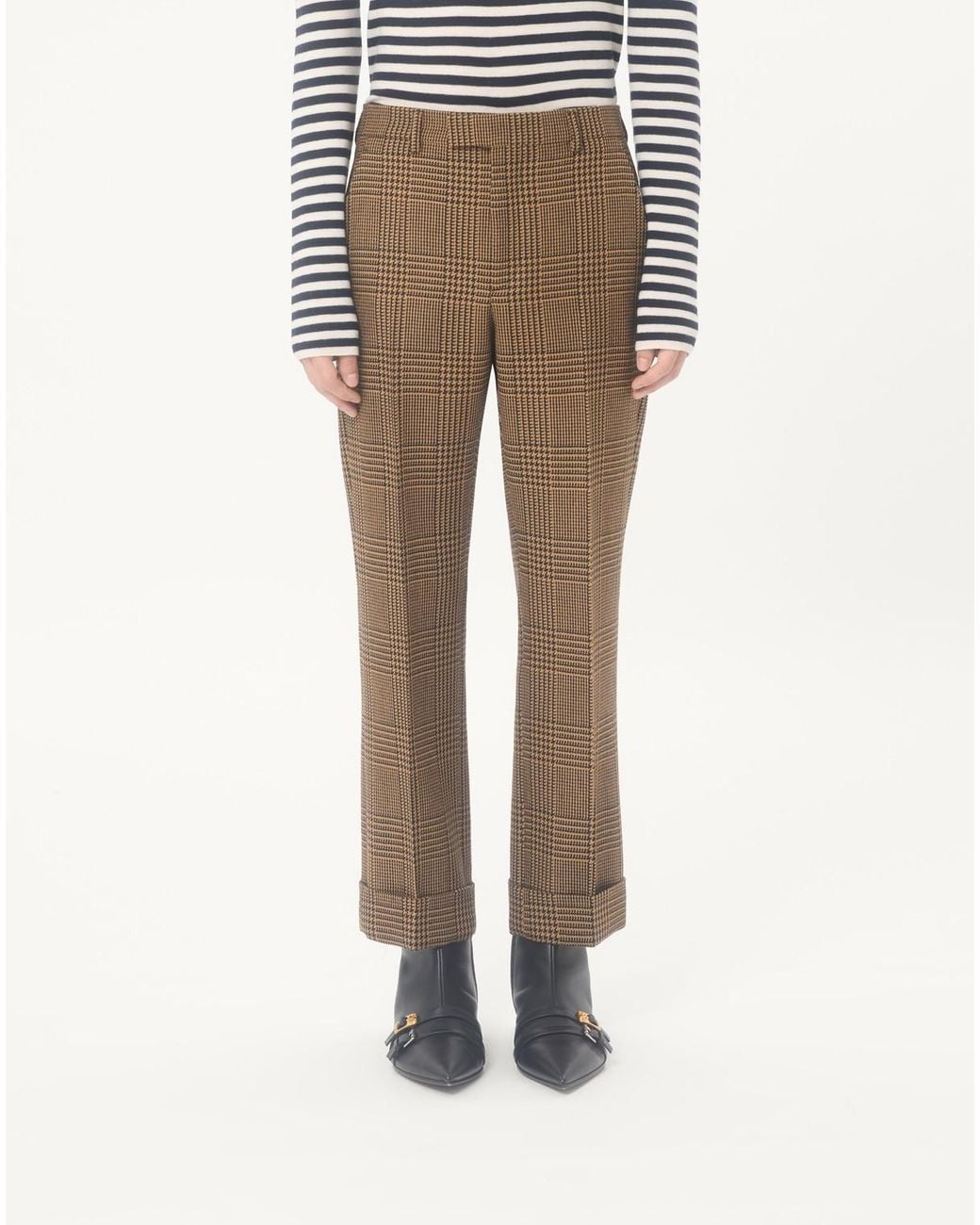 Valentino Brown Plaid Wool Trousers for men