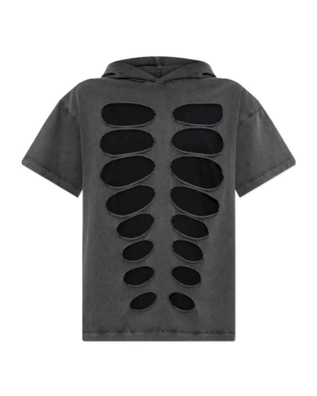 AVAVAV Black Cut-Out Hooded T-Shirt for men